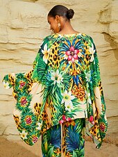 abordables chemises, hauts et chemisiers-tropical tentation - Blouse fluide en mousseline à manches chauve-souris