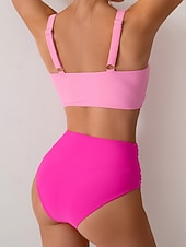 economico Bikini-Per donna Costumi da bagno Bikini Due pezzi Costume da bagno Arricciato Senza schiena Vacanza Abbigliamento da Spiaggia Semplice Scollo a V Senza Maniche Costumi da bagno
