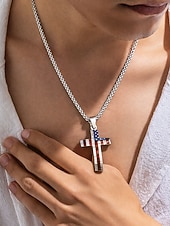 זול אביזרים-שרשרת תליון צלב דגל אמריקאי לגברים מפלדת אל-חלד, עמידה ומסוגננת, מושלמת ליום העצמאות, יום השנה ה-250 לארה"ב וללבוש יומיומי קז'ואל