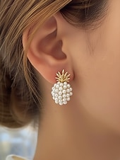 Χαμηλού Κόστους Γάμος ACC-Γυναικεία σκουλαρίκια με κρεμαστό κόσμημα από ψεύτικο μαργαριτάρι ανανά, κομψά τροπικά κοσμήματα, ντελικάτα νυφικά σκουλαρίκια vintage για γάμους, πάρτι, βραδινές εκδηλώσεις και ειδικές περιστάσεις