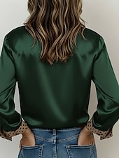 economico Bluse a righe e geometriche-Per donna Camicia Camicia in raso Stampato A Pois Elegante Bohemien Vintage Manica Lunga Colletto a Camicia Top Regolari Quotidiano Ferie Uscire Rosa Viola Verde Grigio Estate Primavera Autunno