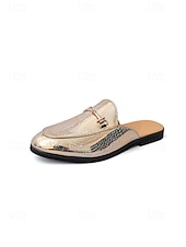 abordables Loafers-Men's Faux Leather Green Textured Slip-On Loafers, Elegant and Bold Wedding Shoes for Special Occasions