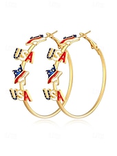  Az Egyesült Államok 250. évfordulós Női Ötvözetű USA Tematikus Karika Fülbevalók Piros Fehér és Kék Csillagok Tökéletes az USA-hoz a Függetlenségi Naphoz és Mindennapi Hétköznapi Viseléshez