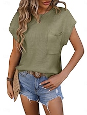 halpa Kiinteät värit-Naisten Neulos Pusero Tyylikäs Muoti Katutyyli Yhtenäinen väri Tiukka pyöreä kaula-aukko Kudottu Lyhyt hiha Tavalliset topit Neuloa Päivittäin ulko- Viikonloppu Punainen Ruskea Musta Kesä Kevät