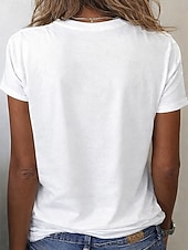  День независимости США Жен. Футболка С принтом Графика Американский флаг Винтаж Стиль Классика С короткими рукавами V-образный вырез Обычные топы Повседневные Черный Белый Темно синий Светло-синий