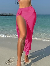 levne Zavinovací sukně-Dámské Plavky Přehozy Wrap Sukně Plavky prázdniny Oblečení na pláž Pevná barva Bez rukávů Dlouhý rukáv Plavky