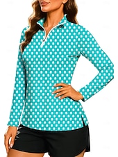 economico Camicia Donna-Per donna Geometrico A Pois A righe Top Maglietta Maglietta sportiva Polo da golf Manica Lunga Pois Righe Stampato UPF50+ Resistente ai Raggi UV Protezione UV Elastico Traspirante Pilates Pallavolo