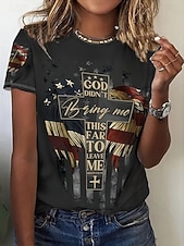 economico Magliette Giorno dell’Indipendenza-Giorno dell'Indipendenza Americana Per donna Maglietta Stampato Grafico Lettera Bandiera Americana Vintage Elegante Classico Manica Corta Girocollo Top Regolari Quotidiano Nero Estate Primavera