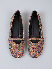 voordelige Platte damesschoenen-Dames Mary Jane ballerina's met bloemenprint - casual stijl met bandje, comfortabele alledaagse schoenen voor dames, ideaal voor reizen, theekransjes en informele uitjes. &amp;dagelijkse kleding