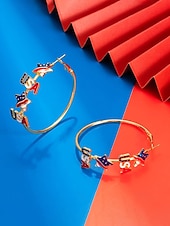  Az Egyesült Államok 250. évfordulós Női Ötvözetű USA Tematikus Karika Fülbevalók Piros Fehér és Kék Csillagok Tökéletes az USA-hoz a Függetlenségi Naphoz és Mindennapi Hétköznapi Viseléshez