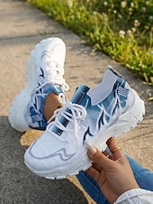 Χαμηλού Κόστους Γυναικεία Sneakers-Γυναικεία ελαφριά casual αθλητικά παπούτσια για περπάτημα με αναπνεύσιμο πλεκτό άνω μέρος - μοντέρνα αθλητικά άνετα παπούτσια με κορδόνια για καθημερινή χρήση, περπάτημα, ταξίδια, μετακινήσεις, βόλτες σε εξωτερικούς χώρους και casual fitness