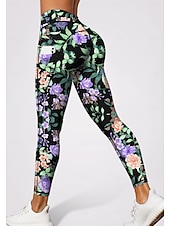 abordables jambières 3d-Femmes leggings de pilates Pantalons de fitness Leggings décontractés Poches Droit de timbre Patchwork Pilates Salle de sport Entraînement en salle Pantalons Collants Leggings Bloc de Couleur Floral