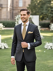 お買い得  結婚 ACC-男性用フォーマルネクタイセット、ポケットチーフとカフスボタン付き - 結婚式、ビジネスパーティー、ガライベントに最適な高級ポリエステルチェック柄ネクタイ - スタイリッシュな花婿の付添人用スーツアクセサリー（複数色）