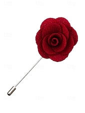tanie Wesele ACC-Ręcznie wykonana męska broszka z motywem róży - elegancka butonierka z tkaniny poliestrowej na śluby, dodatki do garniturów pana młodego i drużbów, bale maturalne i imprezy - stylowa broszka z motywem kwiatowym w wielu kolorach