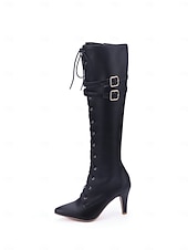preiswerte Modische Stiefel-Kniehohe Schnürstiefel aus Leder für Damen mit schmalem Absatz – schicke Stiefel im Ausgeh-Stil, perfekt für Partys, Clubs, Abendveranstaltungen und Ausgeh-Looks.