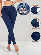 levne -Dámské Džíny Legíny Jeggings prázdniny Šik ven Na běžné nošení Plná délka Středně vysoký pas Bez vzoru Kapsy Elastický pas Pohodlný Vysoká pružnost Denní Domů Venkovní Námořnická modř Jaro Podzim