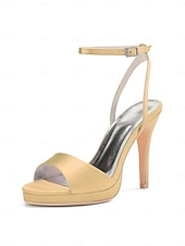 abordables novia-Sandalias de tacón alto con tira en el tobillo doradas para mujer, elegantes zapatos de novia minimalistas para bodas en la ciudad.