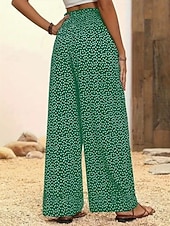  Dam Brett skaft Långbyxor Casual byxor Rak Semester Mode Streetwear Fullängd Hög midja Prickig Ficka Elastisk midja Komfort Bekväm Oelastisk Elastisk Dagligen Semester Gata Svart Rubinrött Blå Grön