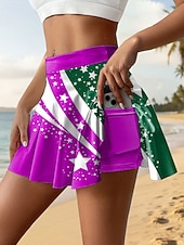  Festa dell'Indipendenza Gonna Tennis Patriottica da Donna Fashion Casual Mini Altissima Vita Gonne Grafiche Elasticizzate Quotidiane Mare Blu Rosso Viola Khaki Estate 95% Poliestere 5% Spandex