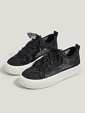 preiswerte Braut-Weiße Plateau-Sneaker mit Spitze für Damen – romantische Brautschuhe für Gartenhochzeiten im Freien