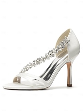 preiswerte Braut-Champagnerfarbene Brautschuhe aus Satin mit Kristallbesatz – elegante Hochzeitsschuhe für Stadthochzeiten