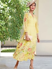 economico Lunghezza alla caviglia-Linea ad A Lunghezza al pavimento Vestito da Festa Abito da Cocktail Abito da invitata a nozze Abito da cerimonia per signora Manica Lunga Scollo a V Elegante Semplice Minimalista Formale Ospite di