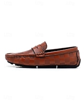 abordables Hombres-Mocasines sin cordones de piel sintética color tostado para hombre, modernos y versátiles, perfectos para noches de resort y veladas relajadas.