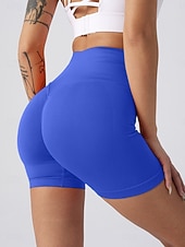 abordables Short de sport-Femmes Shorts Shorts d'été Leggings Mode Streetwear Basique Court Taille haute Uni Taille Élastique Respirabilité Confortable Haute Élasticité Quotidien Salle de sport Yoga Vert foncé Noir Vert