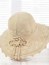 tanie Kapelusze ochronne-Damskie Kapelusz Kapelusz Ochrona przed słońcem Oddychający Codzienny Na zewnątrz Ulica Kwiat Czyste kolory