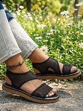 economico Sandali Piani-sandali casual da donna in rete traspirante bianca - scarpe estive leggere da donna, per passeggiate quotidiane, viaggi, passeggiate in giardino, gite in spiaggia e abbigliamento casual per attività all'aria aperta