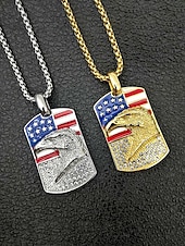 Vereinigte Staaten 250. Jubiläum Herren Legierung USA Flagge und Adler Anhänger Halskette erhältlich in Gold und Silber perfekt für USA Unabhängigkeitstag  Freizeitkleidung