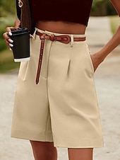 economico Fondi-Per donna Pantaloni effetto lino Chinos Shorts Pantaloncini Estivi Vacanza Moda Streetwear Corto Vita Alta Tinta unica Tasca Comodo Morbido Confortevole Micro-elastico All'aperto Streetwear Nero