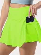 cheap Athletic Shorts-Women's Tennis Skirt Fashion Casual Above Knee Mid Rise Skirts Plain Pleated 2 in 1 Micro-elastic Street Going out Black White Yellow Wine Summer