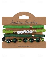 ieftine Accesorii-Set de brățări cu mărgele pentru femei de Ziua Sfântului Patrick, brățări cu pandantive din rășină și aliaj, bijuterii cu litere irlandeze cu trifoi în mai multe stiluri, perfecte pentru parade de sărbători, petreceri și ținute festive