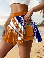  Festa dell'Indipendenza Gonna Tennis Patriottica da Donna Fashion Casual Mini Altissima Vita Gonne Grafiche Elasticizzate Quotidiane Mare Blu Rosso Viola Khaki Estate 95% Poliestere 5% Spandex
