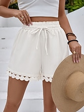 abordables Bermuda-Femmes Chinos Shorts Shorts d'été Vacances Mode Streetwear Court Taille haute Uni Cordon de serrage Dentelle Taille Élastique Confort Respirabilité Confortable Non Elastique Micro-Élastique Quotidien