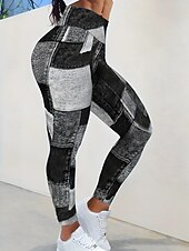 preiswerte -Damen Jeans Leggings Jeggings Urlaub Streetwear Lässig Volle Länge Mittlere Taillenlinie Karomuster Patchwork Tasche Bequem Hohe Elastizität Täglich Heim Outdoor Schwarzgrau Hellblau-Weiß Frühling