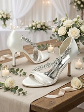 preiswerte Braut-Champagnerfarbene Brautschuhe aus Satin mit Kristallbesatz – elegante Hochzeitsschuhe für Stadthochzeiten