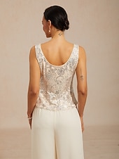 رخيصةأون بلوزات رسمية-نسائي Jacket توينست ترتر ورد زخرفات أنيق 3/4 الكم اليوسفي طوق حفلة ليلية ملابس الحفلات والسهرات الملابس الرسمية البيج الصيف الربيع الخريف