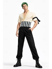 tanie Kostiumy męskie-Ocean Adventurer Pirat Słomkowy Kapelusz Szermierz w stylu trzech mieczy Kostium Cosplay Stroje Anime Cosplay for Męskie Dla dorosłych Halloween Karnawał Impreza Spektakl