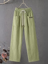  Dámské Bavlněné plátěné kalhoty Kalhoty Kalhoty pro volný čas Rovné prázdniny Módní Šik ven Plná délka Vysoký pas Bez vzoru Kapsy Elastický pas Pohodlné Neelastické Denní Dovolená ulice Černá Bíl