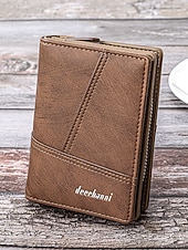 economico Portafogli-Portafoglio bifold da uomo in similpelle, opzioni multicolore, design multiscomparto di grande capacità con tasca portamonete con cerniera, porta carte sottile in stile casual per l'uso quotidiano e business casual