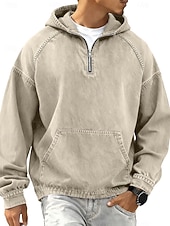 economico magliette di base-Per uomo Camicia di Jeans Camicia 100% cotone lavaggio acido Maglietta Manica Lunga Con Cappuccio Autunno &amp; Inverno Primavera Autunno Semplice Vintage Streetwear Casual Con zip Stile Vintage Tinto in