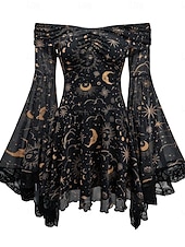 economico Vestito-Medievale Steampunk Vestito Costume di fantasia Lunghe Strega Vampiro Costume Per donna Fantasia Halloween Carnevale Performance LARP Fiera Rinascimentale Adulti Vestito
