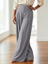 tanie szerokie nogawki i wysoki stan-Damskie Spodnie szerokie nogawki Spodnie Moda Moda miejska Pełna długość Wysoka talia Równina Kieszeń Ruched Butt Lifting Wysokie cięcie Komfort Oddychalność Miękka Średnio elastyczny Urlop Ulica