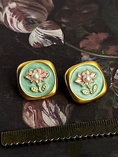 رخيصةأون حلقات الأذن-1 زوج حلقات For نسائي مناسب للبس اليومي شارع نحاس تويجية نبات