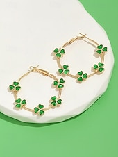  Pendientes de trébol de aleación para mujer, diseño de trébol verde, perfectos para el Día de San Patricio y uso diario informal.