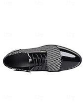economico Scarpe Derby-scarpe formali da uomo in similpelle a quadri bianchi e neri, calzature da matrimonio e da cerimonia per uomo