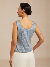  Mulheres Tops elegantes Elegante Gola Alta Azul Primavera Outono Inverno