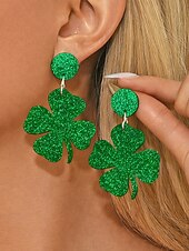 ieftine Accesorii-Cercei acrilici cu trifoi pentru femei, cu tematică de Ziua Sfântului Patrick, cercei ușori cu trifoi și sclipici, bijuterii verzi irlandeze în mai multe stiluri, perfecți pentru parade de sărbători, petreceri și ținute festive.